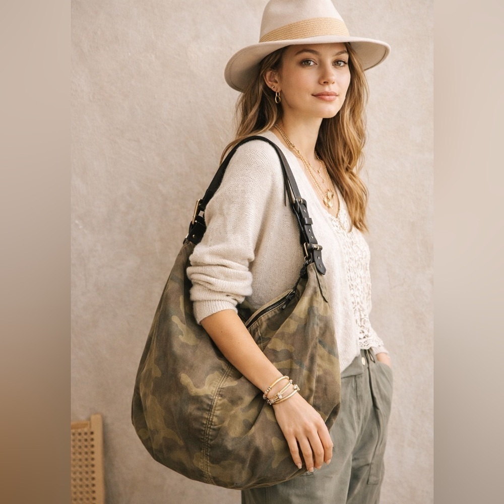 Camo Slouchy Hobo Shoulder Bag | Oversized Utility Style